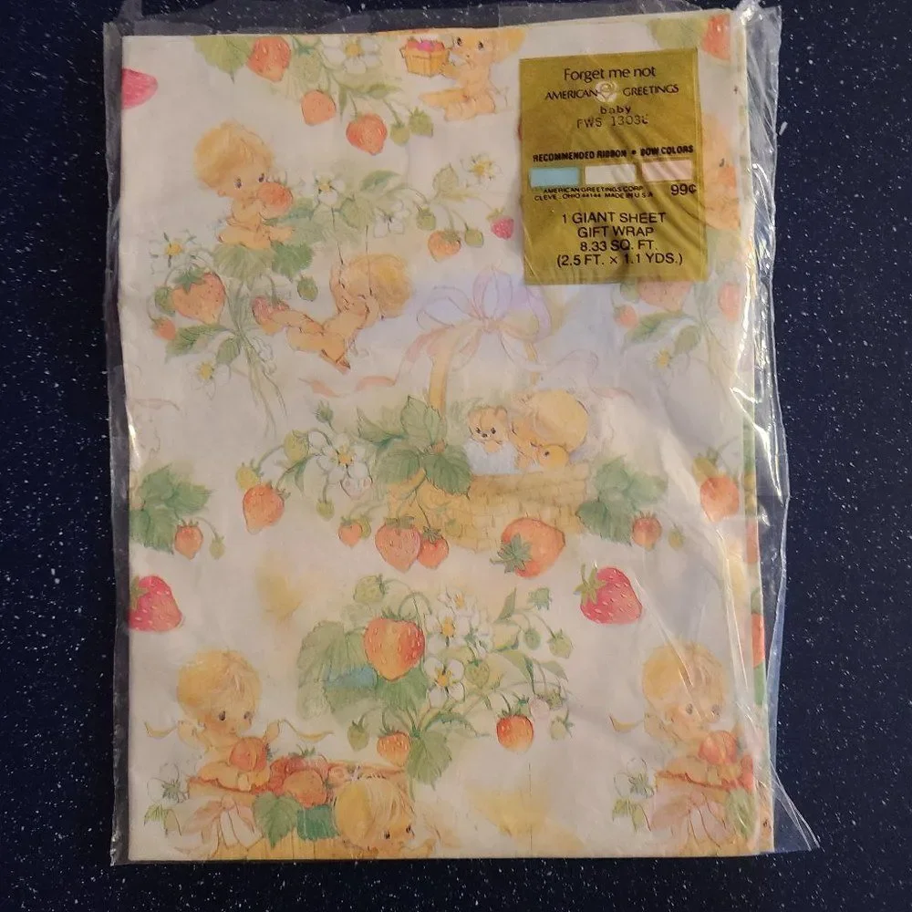 American Greetings Vintage Wrapping Paper - Baby - Partial Sheet - Vintage Retro